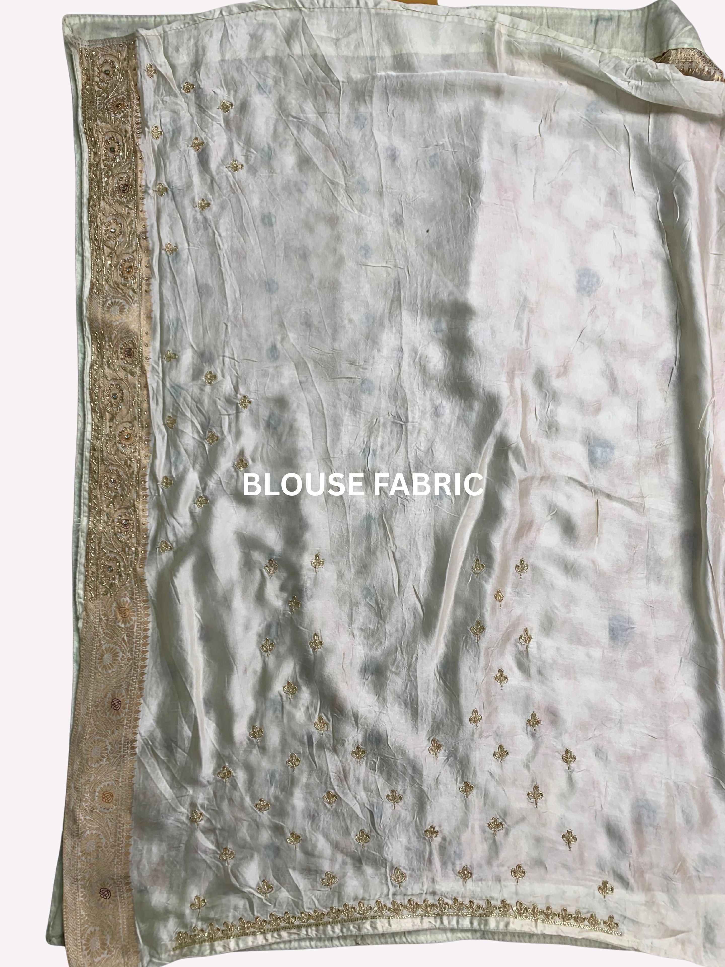 Ivory Silk Unstitched Saree Embellished With Sequins, Cutdana, Zarkan, Dabka & Stone Work